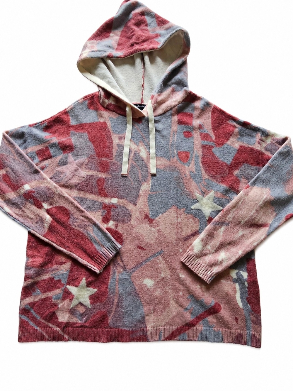 CHARLIE B Women's Hooded Star Pattern Colorful Sweater Size Large
